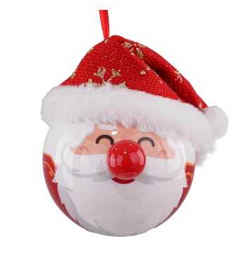 pallina babbo natale con led d8 cm
