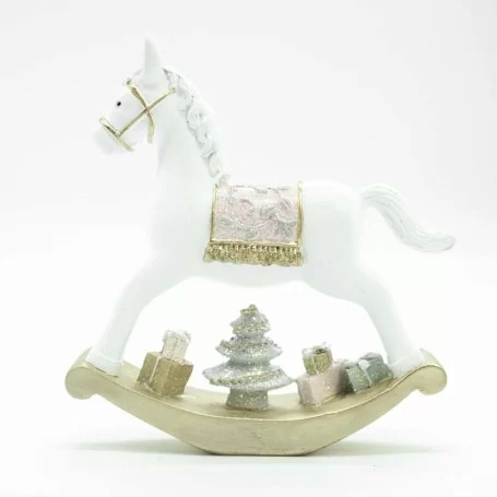 Cavallo a Dondolo Natalizio in Poliresina Bianco e Rosa Disponibile in due Misure VIBISTC0117 1 cavallo a dondolo natalizio in poliresina bianco e rosa disponibile in tre misure
